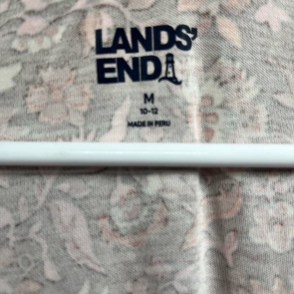 LandsEnd Red Floral Long Sleeve Midi Cotton Dress Size M - Picture 2 of 11